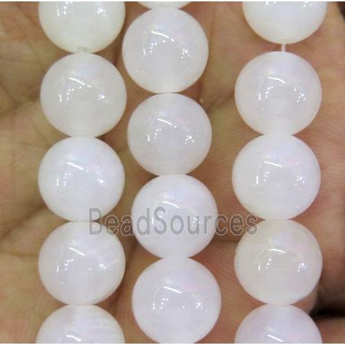 white jade bead, round, stabile