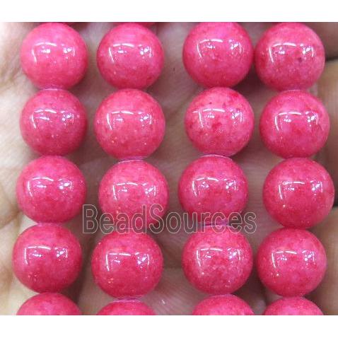 hotpink jade bead, round, stabile