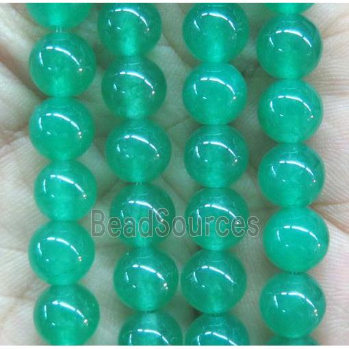 round jade stone beads, dye, green