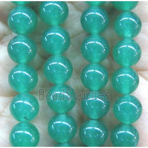 round jade stone beads, dye, green