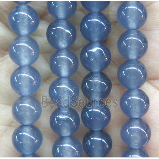 round jade stone beads, dye, blue gray