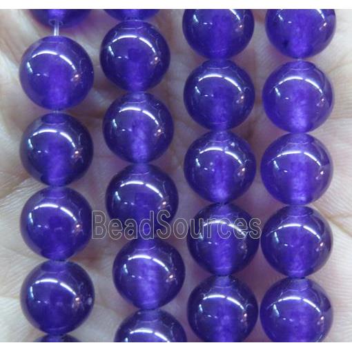 round jade stone beads, dye, deep lavender