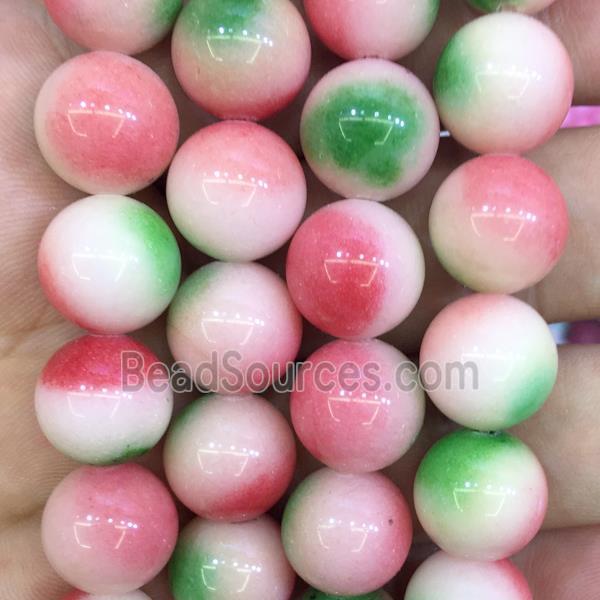 round Malaysia Jade beads, red