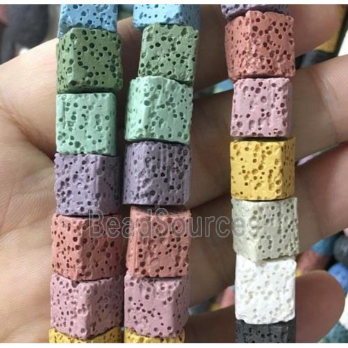 Lava stone cube beads, mixed color