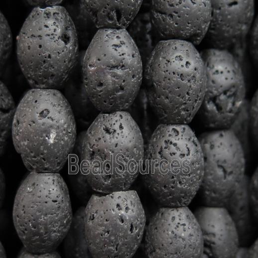 black Lava Stone beads, rice