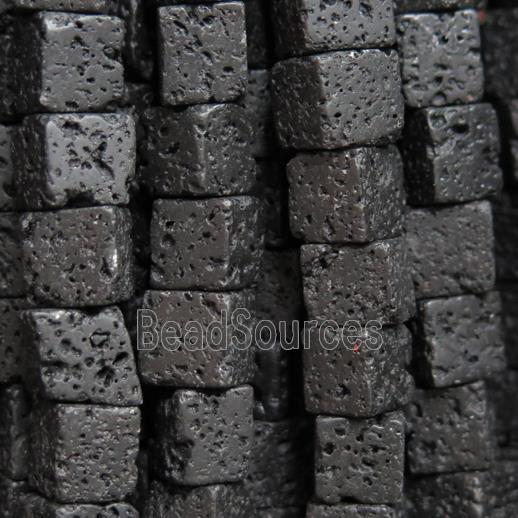 black Lava Stone beads, cube