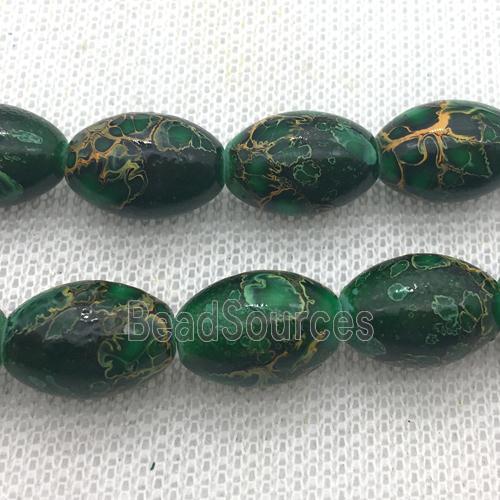 Lampwork Glass Beads with painted, rice, green