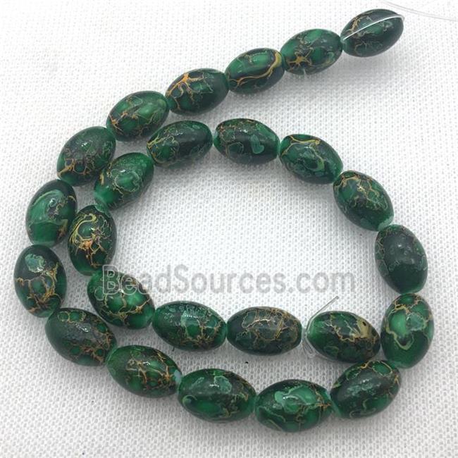 Lampwork Glass Beads with painted, rice, green