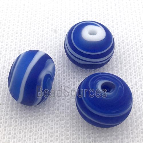 blue Lampwork Glass rondelle beads, matte