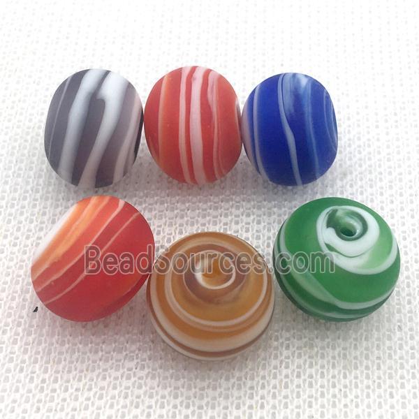 matte Lampwork Glass rondelle beads, mixed color