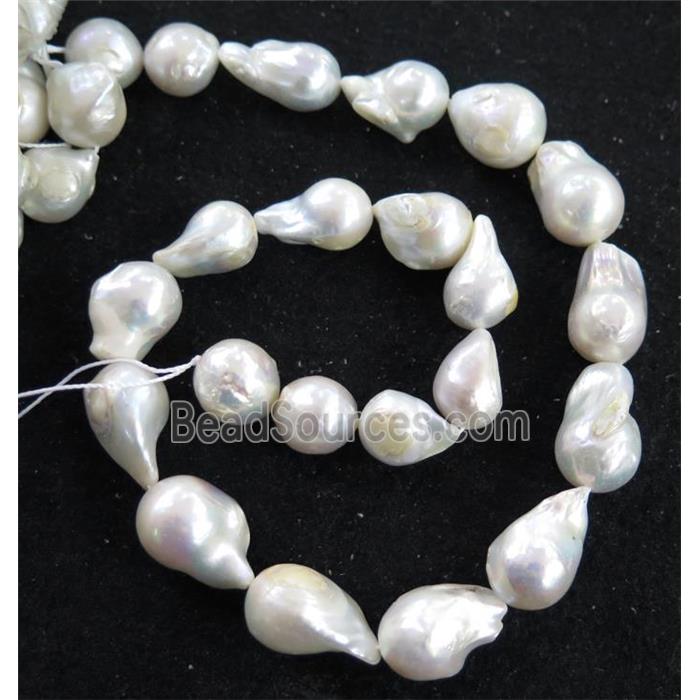 Baroque Style Pearl beads, white, freeform