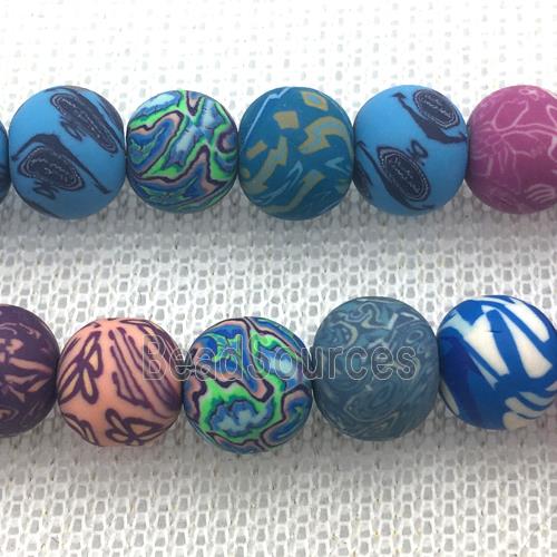 round Polymer Clay Fimo Beads with painted, mix color