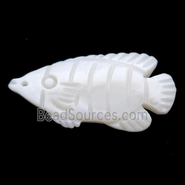 white shell fish pendant