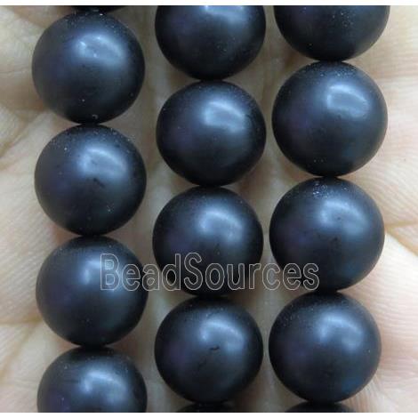 black matte pearlized shell beads, round