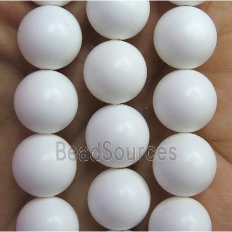 matte round white pearlized shell beads