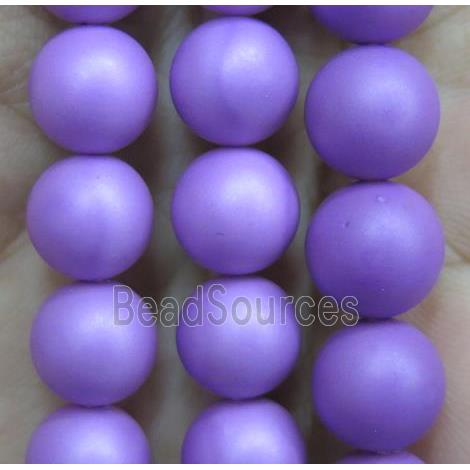 matte pearlized shell beads, round, lavender