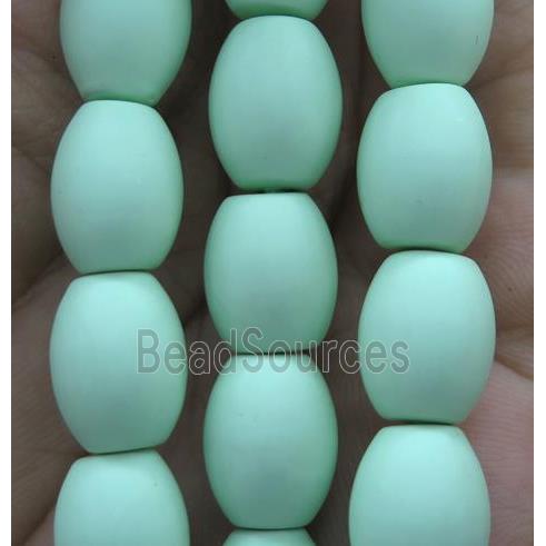 matte pearlized shell beads, barrel, green