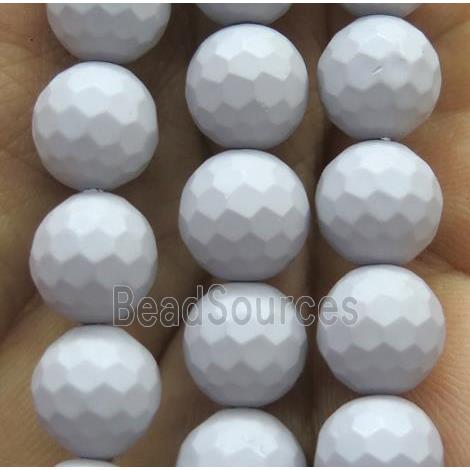 matte pearlized shell bead, faceted round