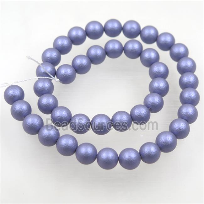 round matte gray-lavender pearlized shell beads