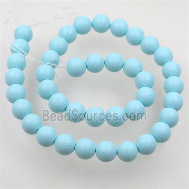 round matte aqua pearlized shell beads