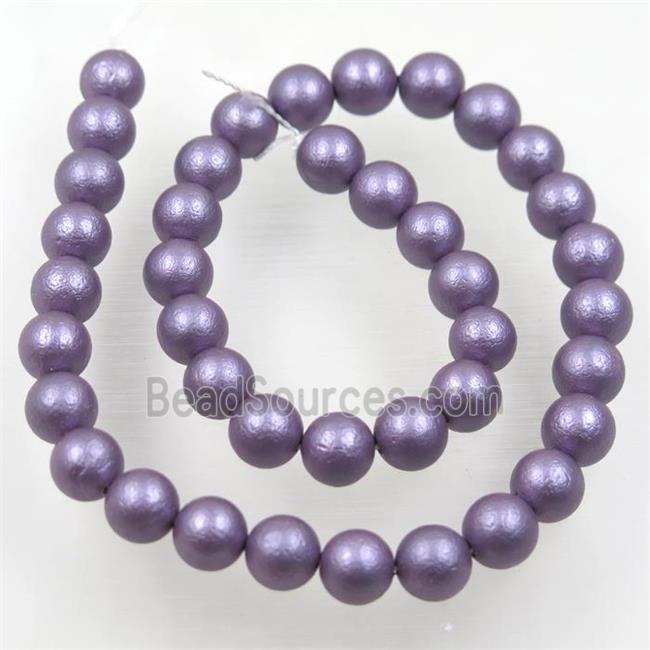 round matte purple pearlized shell beads