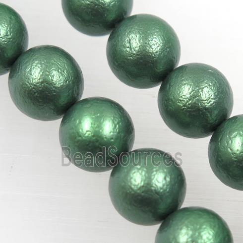 round matte peacockgreen pearlized shell beads