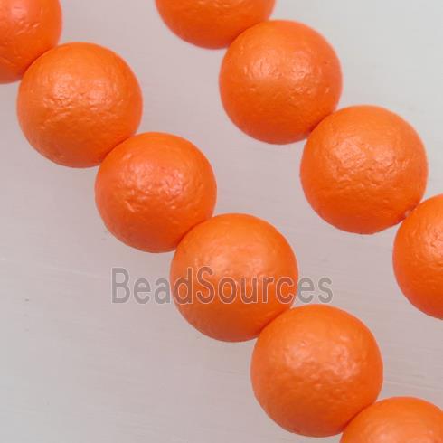 round matte nacarat pearlized shell beads