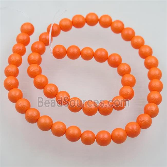 round matte nacarat pearlized shell beads