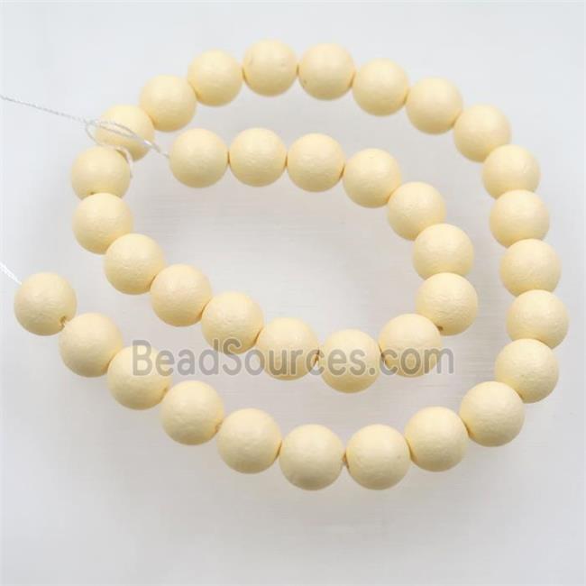 round matte yellow pearlized shell beads