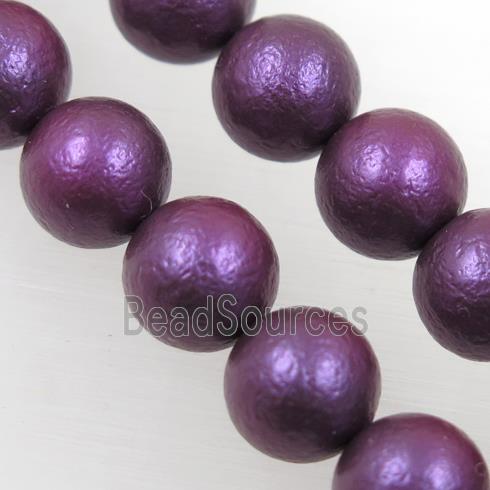 round matte purple pearlized shell beads