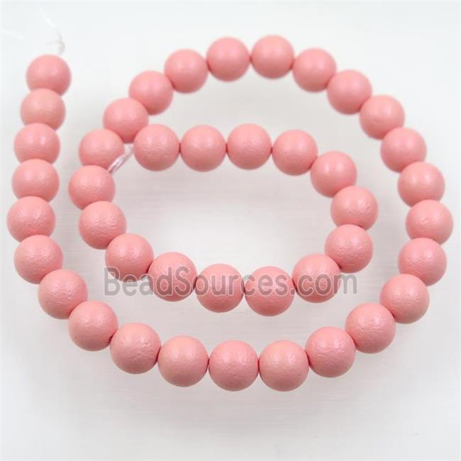 round matte pink pearlized shell beads