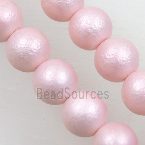 round matte lt.pink pearlized shell beads