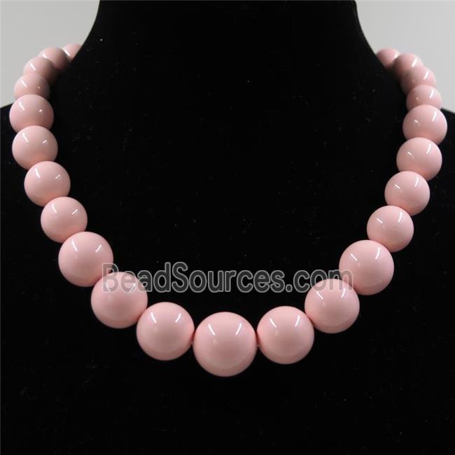 pink Pearlized Shell graduated Beads, round