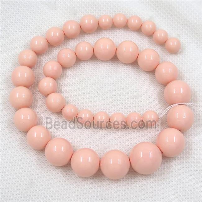 pink Pearlized Shell graduated Beads, round