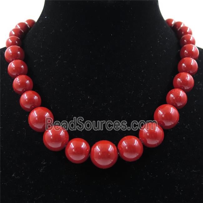 red Pearlized Shell graduated Beads, round