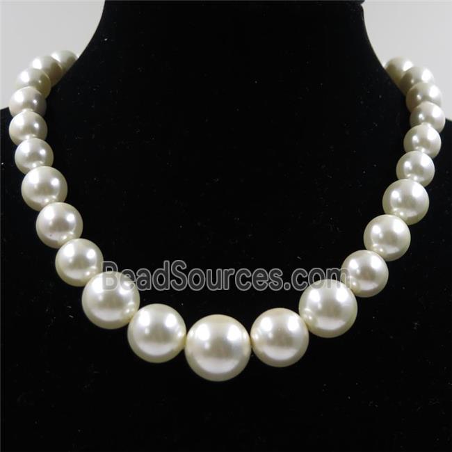 white Pearlized Shell graduated Beads, round