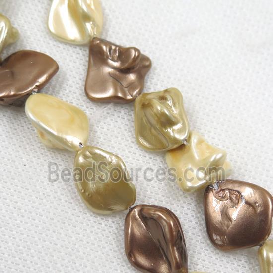 baroque style freshwater shell beads, freeform, mix color