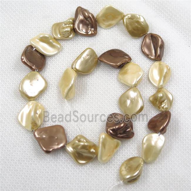 baroque style freshwater shell beads, freeform, mix color