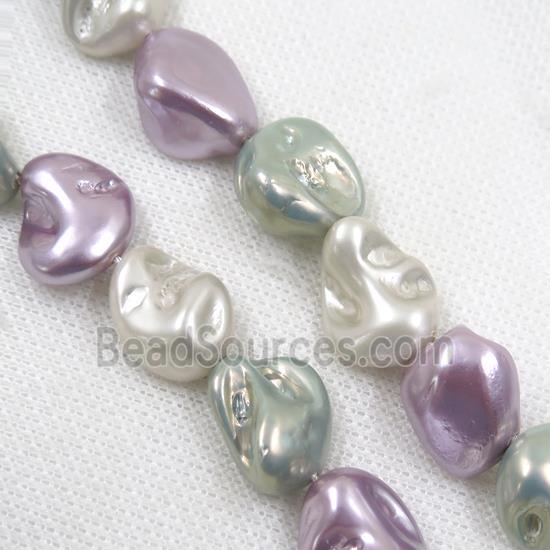 baroque style freshwater shell beads, freeform, mix color