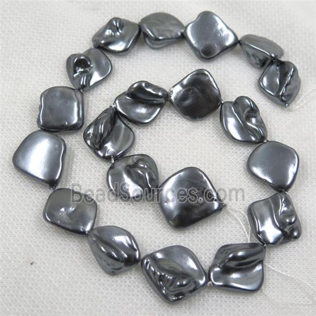 baroque style freshwater shell beads, freeform, black