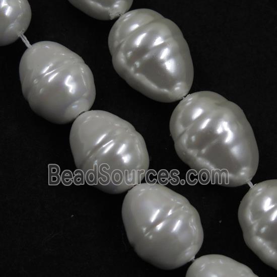 white Pearlized Shell silkworm Beads