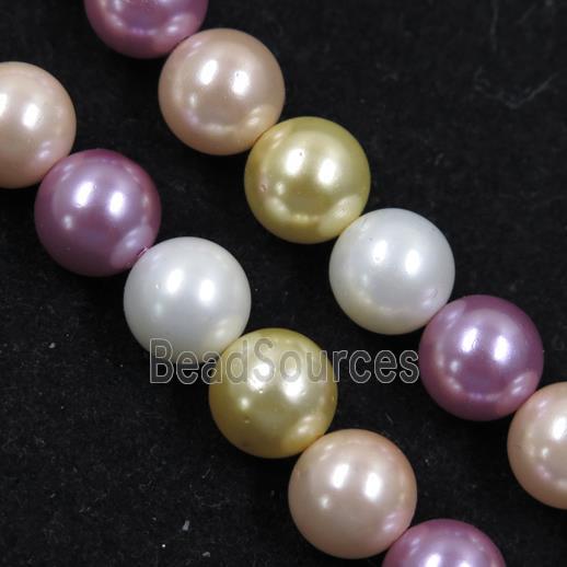 round Pearlized Shell Beads, mixed color