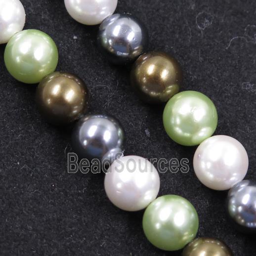 round Pearlized Shell Beads, mixed color