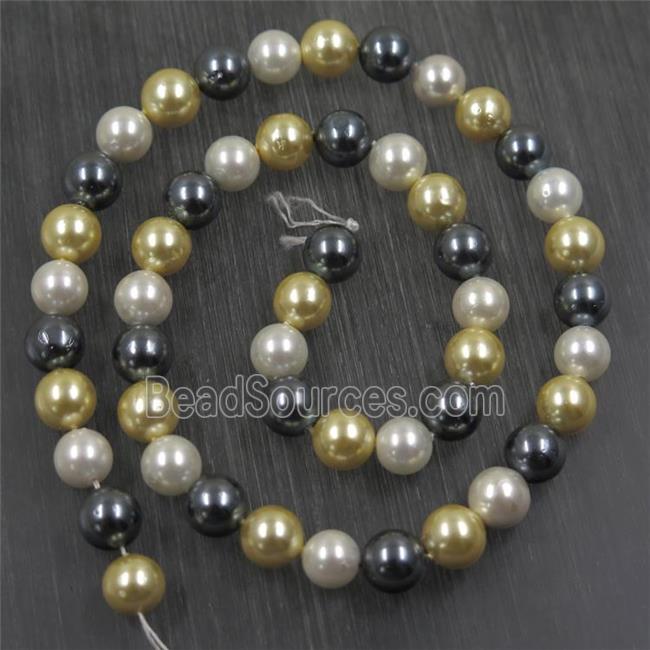 round Pearlized Shell Beads, mixed color