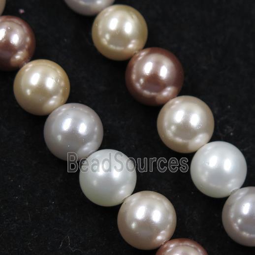 round Pearlized Shell Beads, mixed color