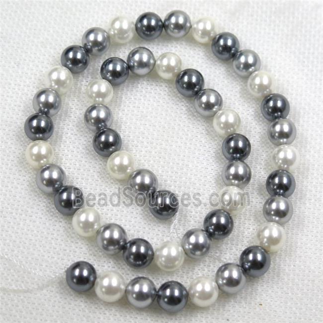 round Pearlized Shell Beads, mixed color