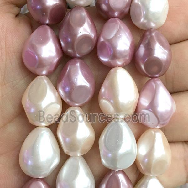 pearlized shell beads, teardrop, mix