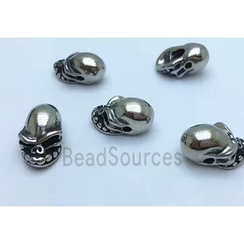 stainless steel skull beads, Antique silver