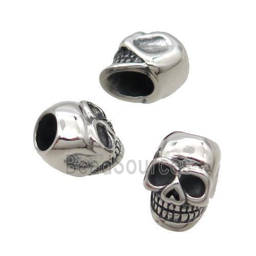 stainless steel skull beads, Antique silver