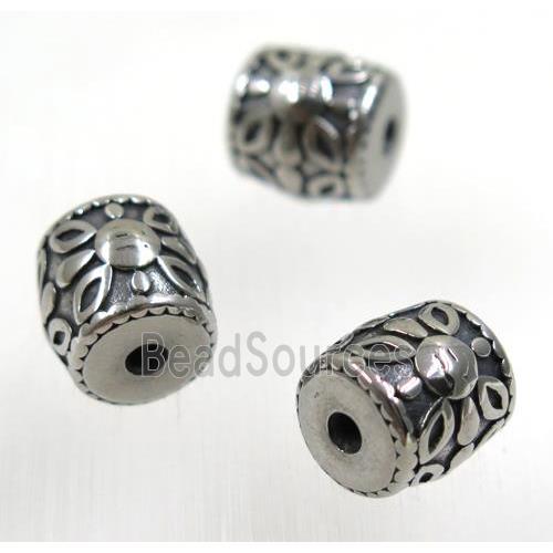 stainless steel barrel beads, Antique silver